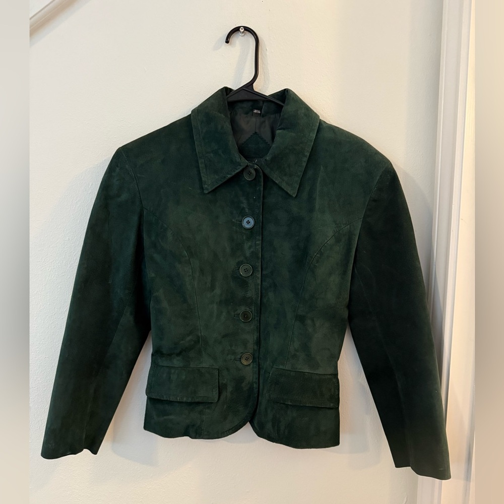 VTG Michael Hoban North Beach Green Suede Leather Blazer Women's 5/6